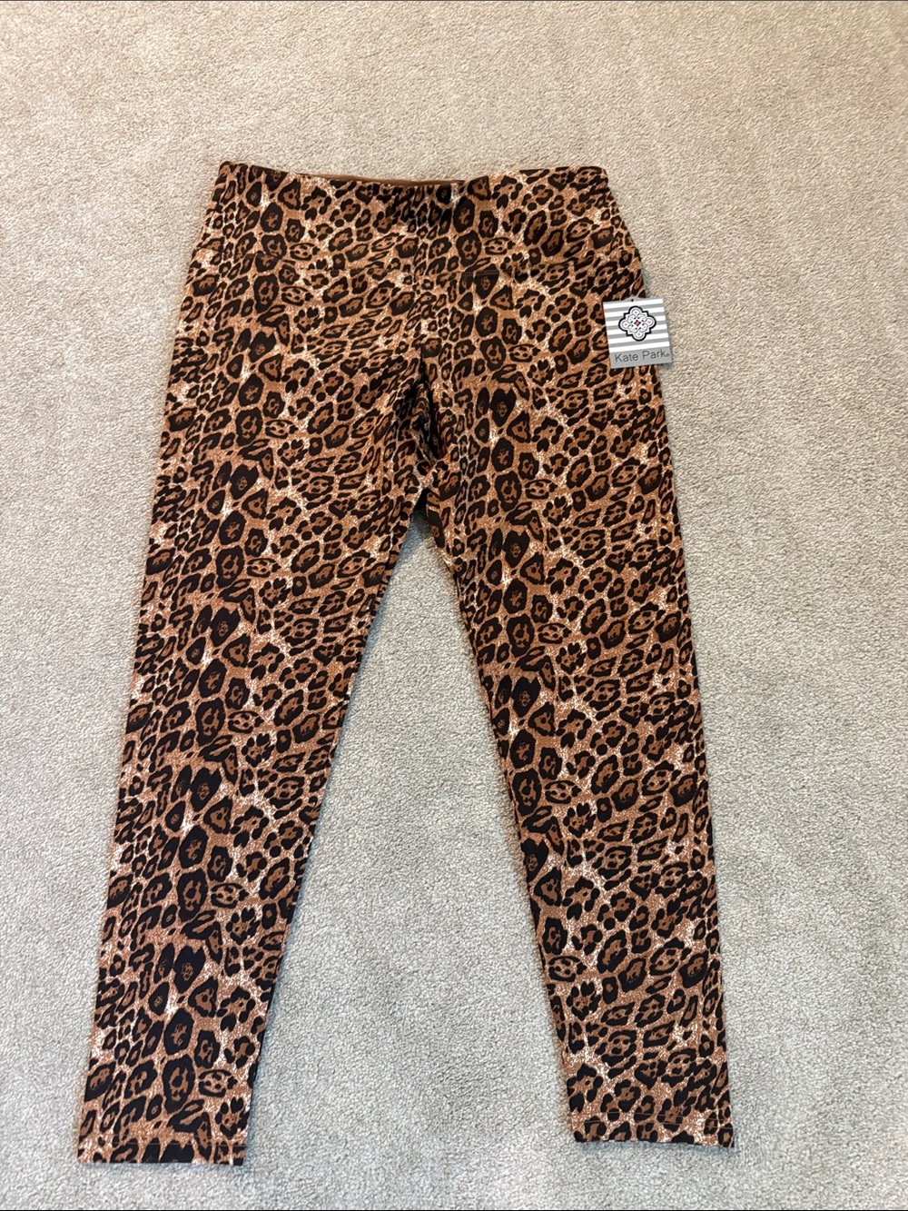 NWT Leopard Print Kids Leggings in Brown - Kate Parker L, XL & 1X